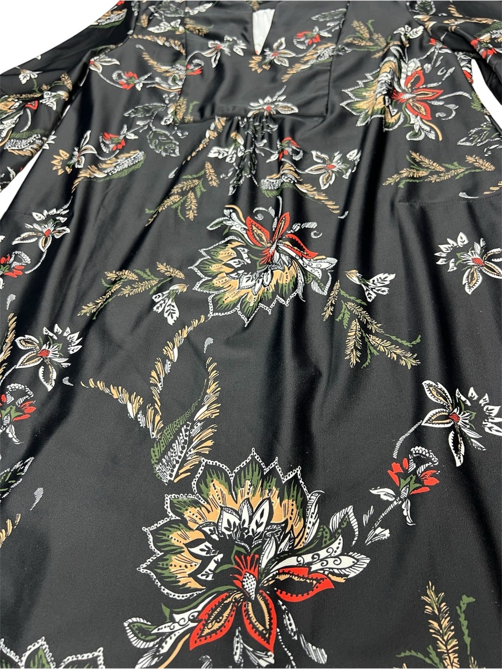 KERRY DRESS by JUDE CONNALLY in black floral pattern 3/4 length slv v-neck SMALL - Picture 4 of 10